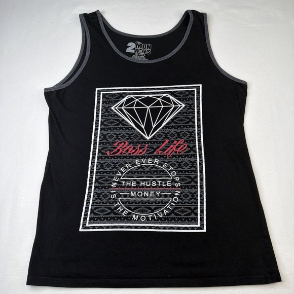 Tank Air Other - 2 Mon Keys Bass Life Tank Top Men's L Black Graphic Sleeveless Cotton Blend